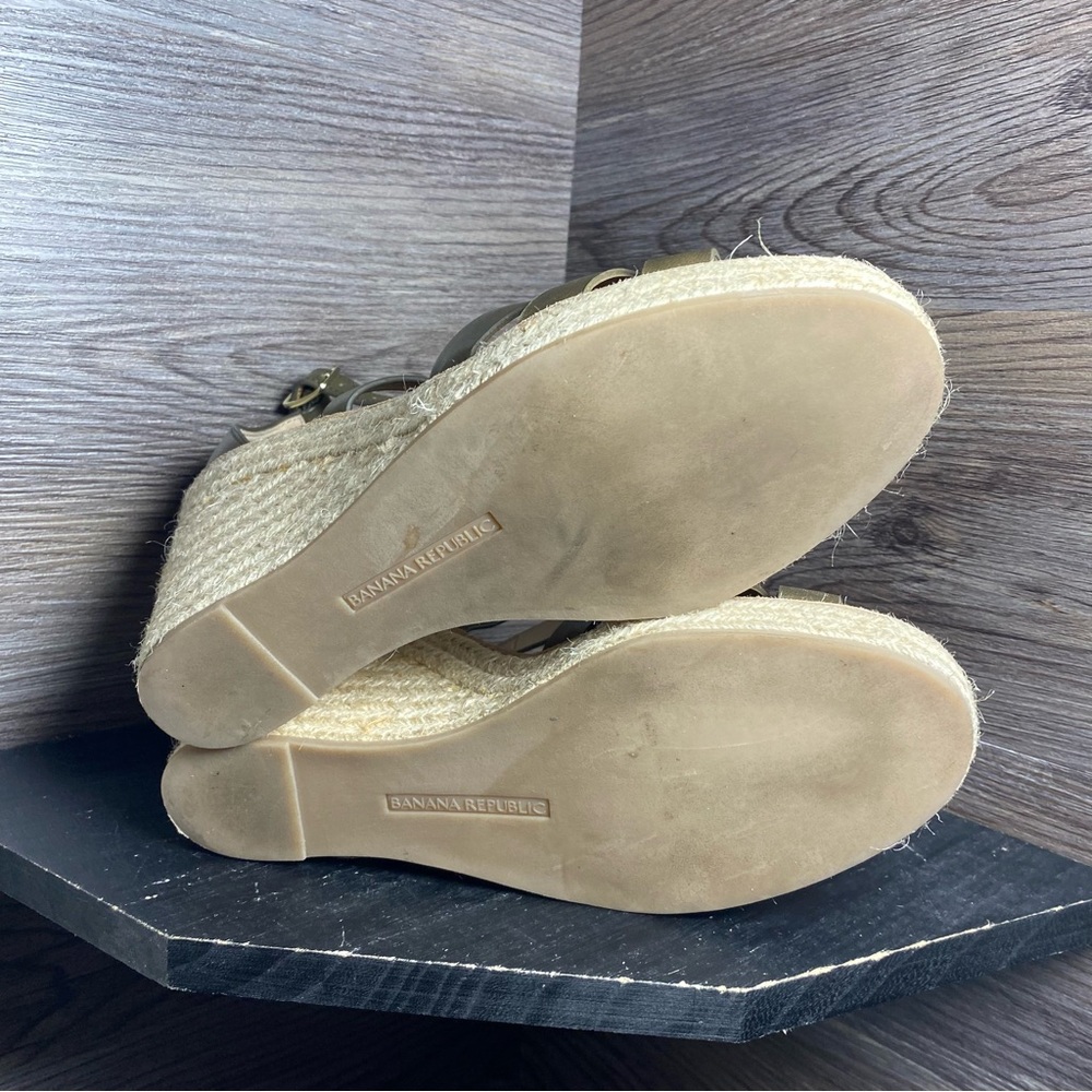 Banana republic wedge leather buckle espadrille sandals - Picture 6 of 7
